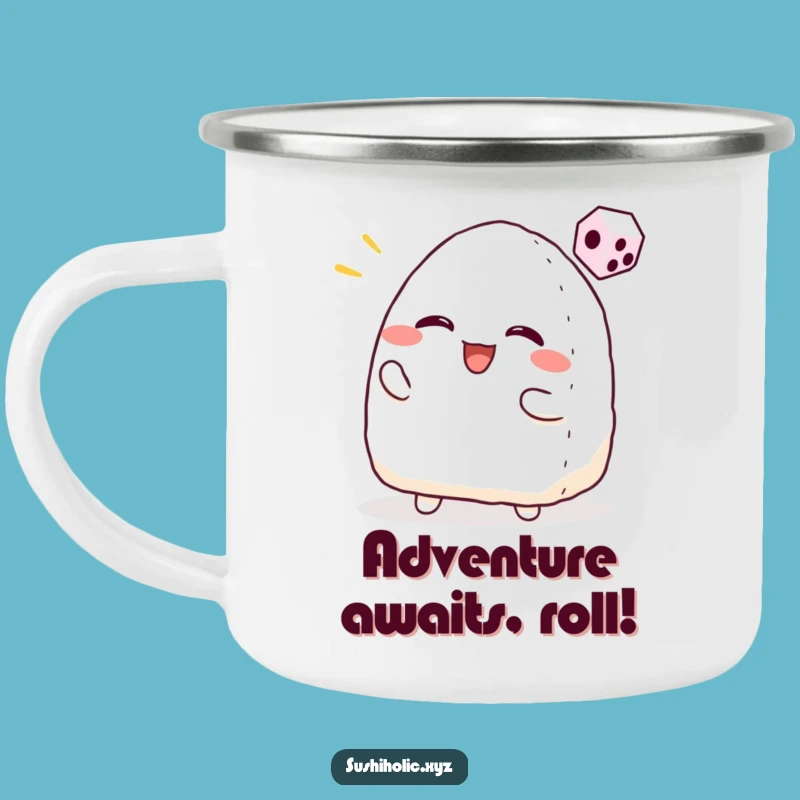 Funny Onigiri Dice Camping Mug: Durable Gamer Companion for Adventure