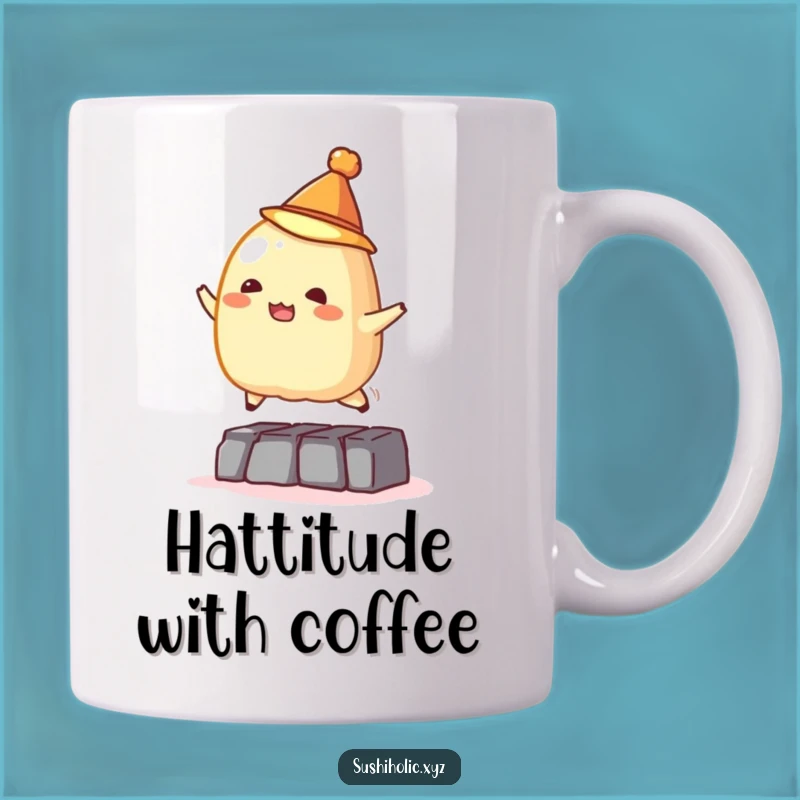 Funny Tamago Sushi Mug - Mischievous Jumping Foodie Gift for Sushi Lovers