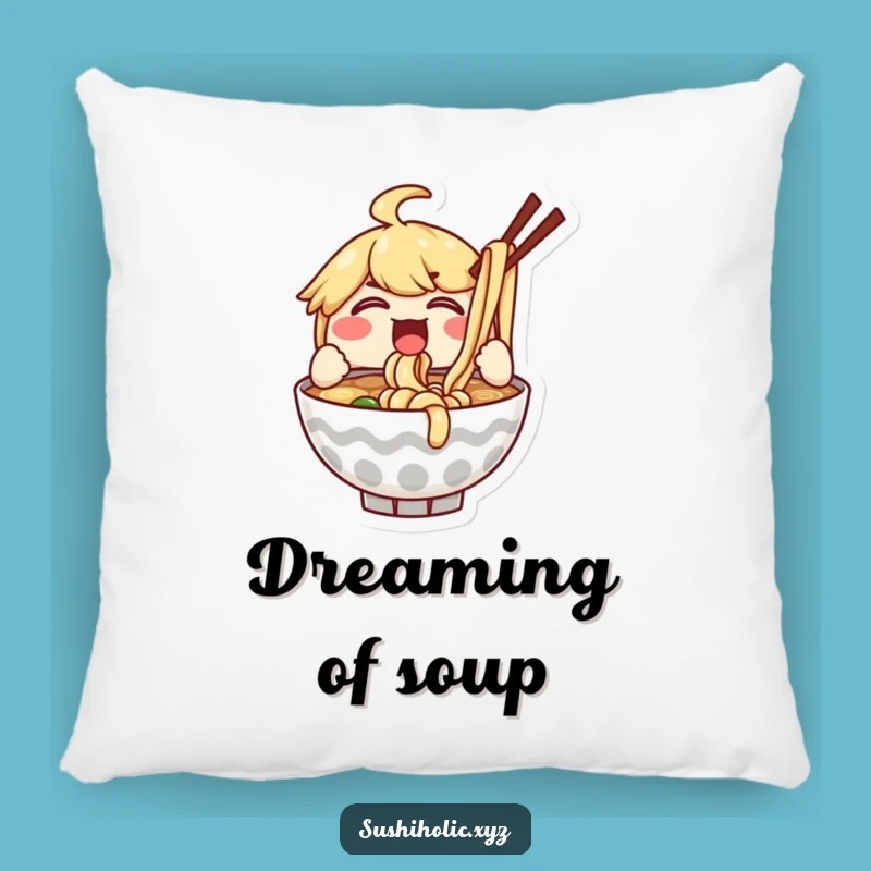 Funny Ramen Bowl Pillow: Cozy & Enthusiastic Noodle Lover Cushion