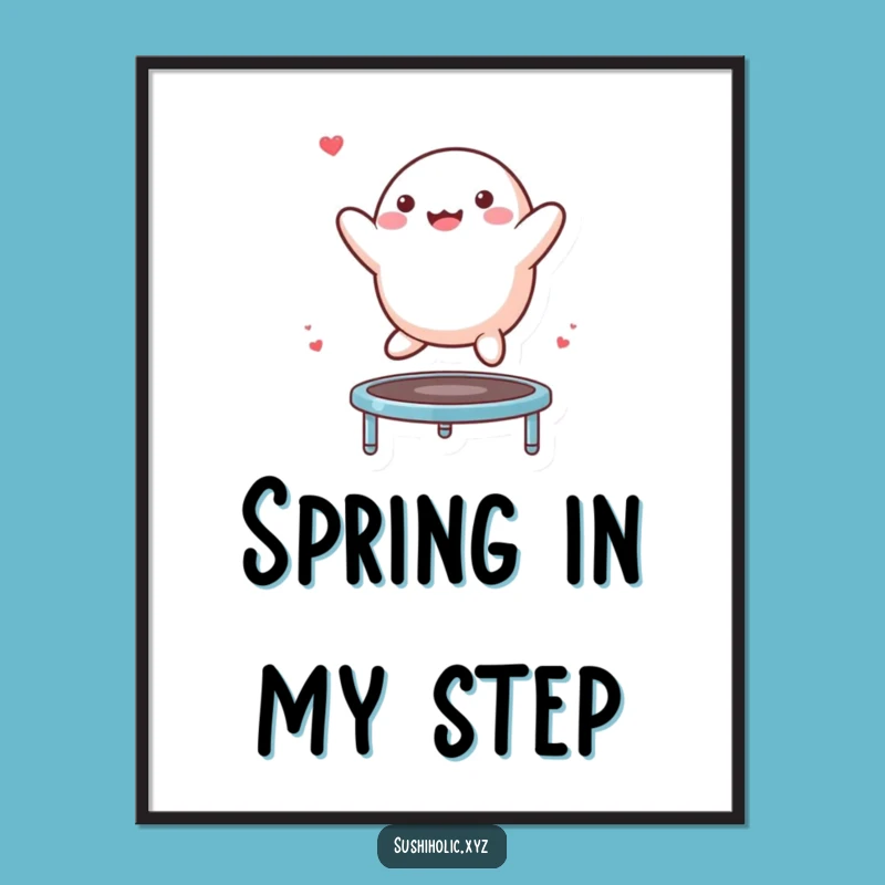 Funny Mochi Trampoline Digital Art: Bouncing Character Print, Instant Comedic Home Decor