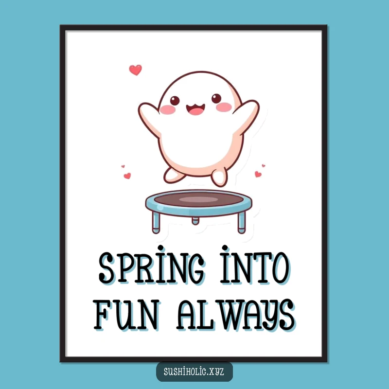 Free Printable Mochi Wall Art: Bouncing Joyful Character Downloadable Decor