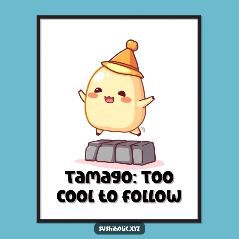 Funny Free Printable Wall Art: Tamago Sushi Jumps, Whimsical Decor