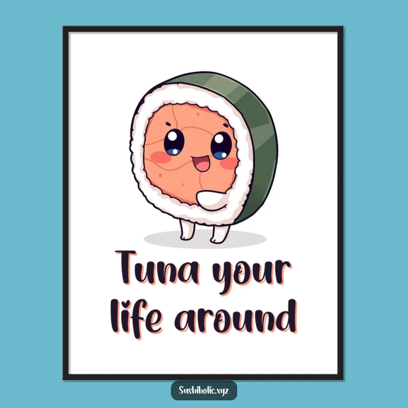 Funny Free Printable Wall Art: Wiggling Tuna Sushi, Whimsical Decor