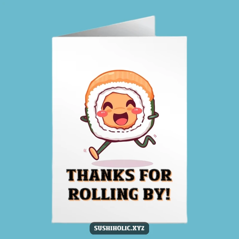 Thanks Free Printable Card: Fast Sushi Roll, Cute Downloadable Gift
