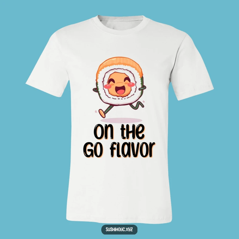 Funny Smiling Sushi Roll Shirt - Cheerful Running Foodie Tee, Hilarious Gift