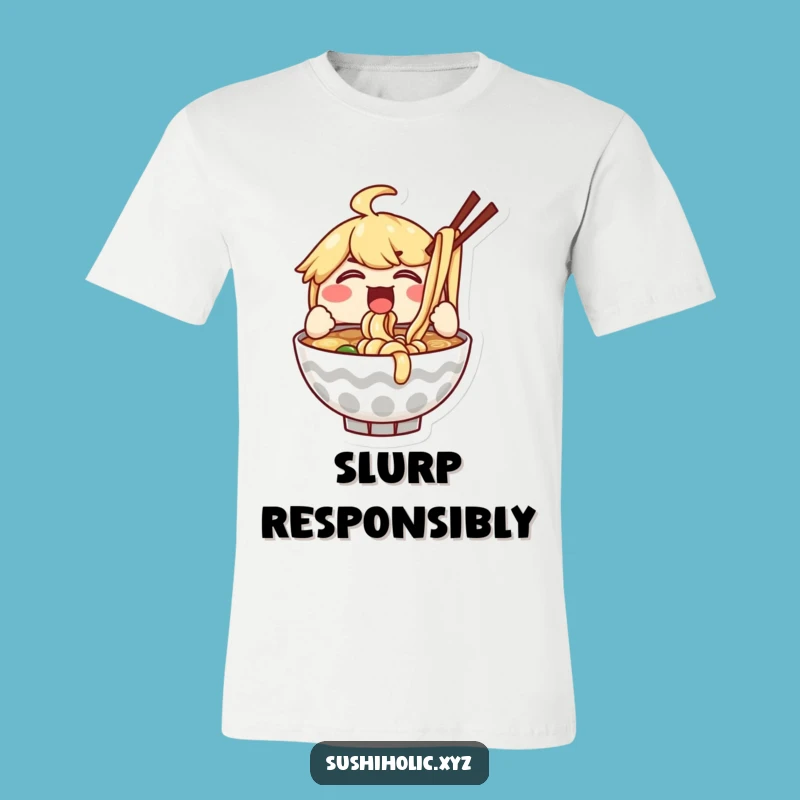 Funny Ramen Bowl T-Shirt: Enthusiastic Slurping Noodles - Comfort Food Tee